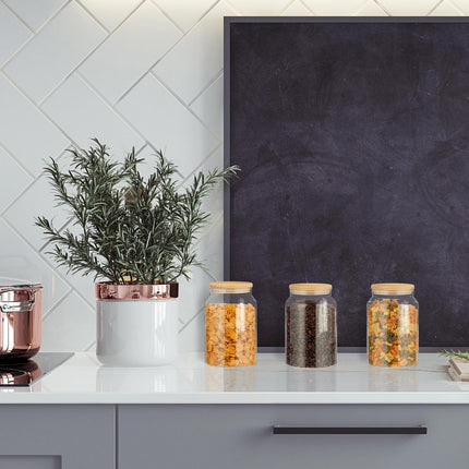 set of 3 storage jars with lids 1500 ml