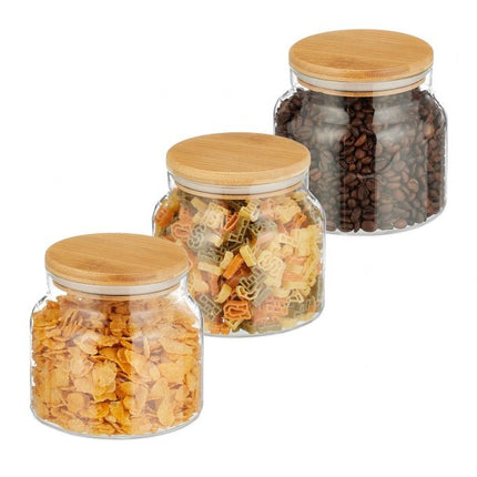set of 3 storage jars with lids 800 ml