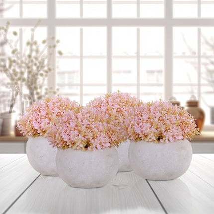 set of 4 artificial flowers in pot