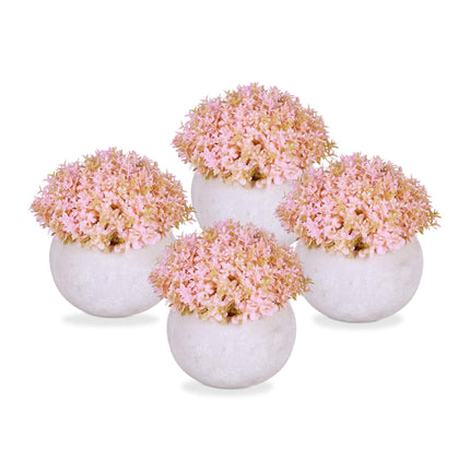 set of 4 artificial flowers in pot