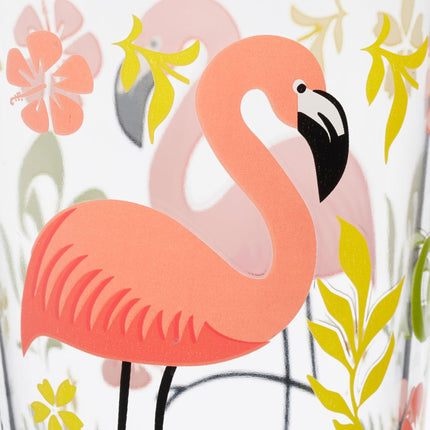 set of 4 drinking glasses with flamingo motif