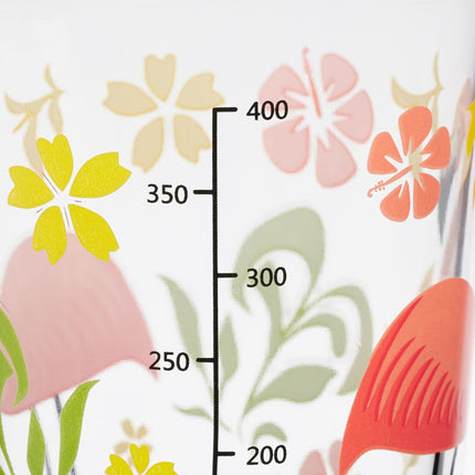 set of 4 drinking glasses with flamingo motif