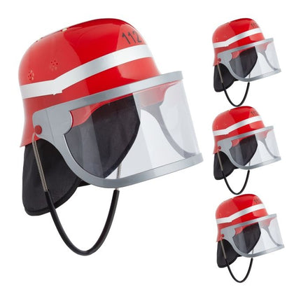 set of 4 firefighter helmets for children in red