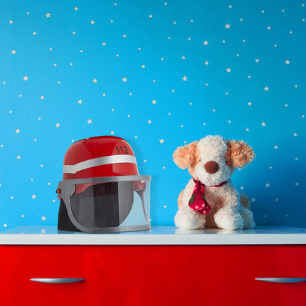set of 4 firefighter helmets for children in red