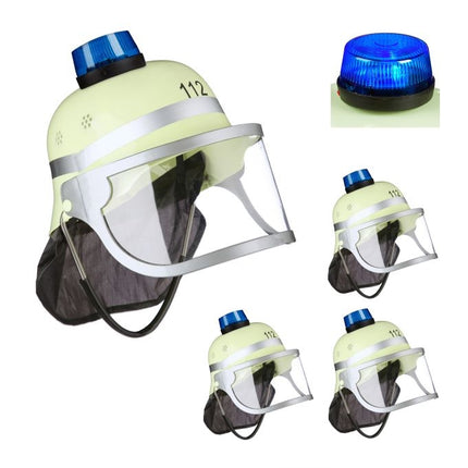 4er Set Feuerwehrhelme mit Blaulicht