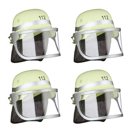 4er Set Feuerwehrhelme mit Blaulicht