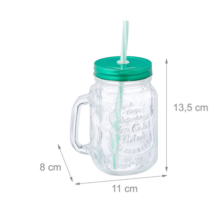 set of 8 drinking glasses with lid green
