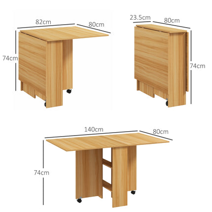 Malý skládací jídelní stůl, 140cm, úsporný, teak