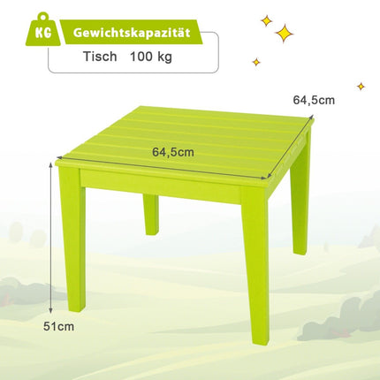 square children's table weatherproof durable play table green 64.5 cm x 64.5 cm