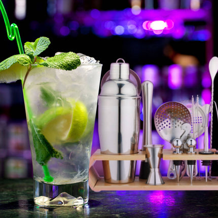 the 16-piece cocktail set with stand