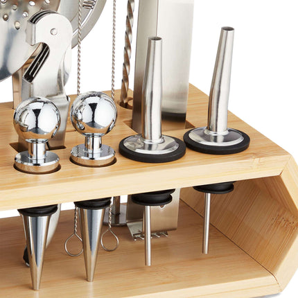 the 16-piece cocktail set with stand